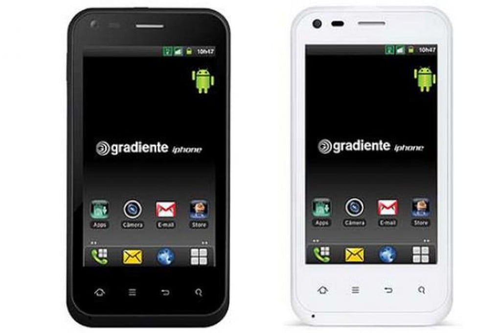 iPhone smartphone models of Brazilian company Gradiente. Photo: AFP