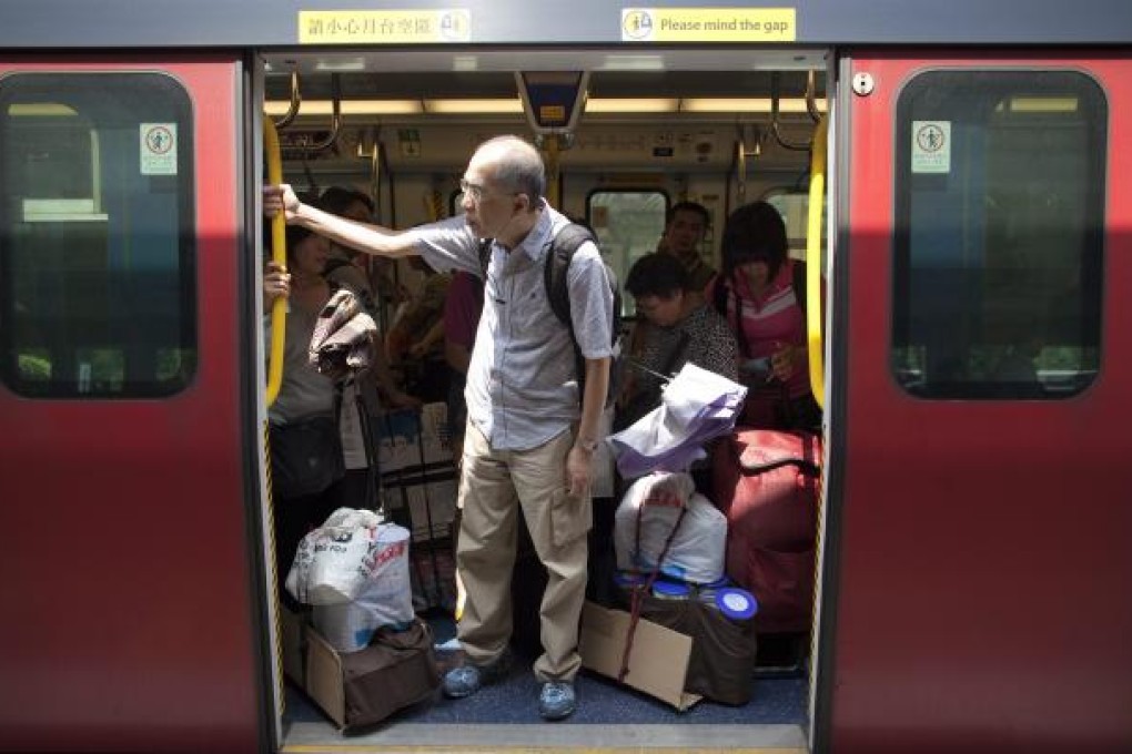 A train at Sheung Shui, a stop away from the border. Photo: EPA