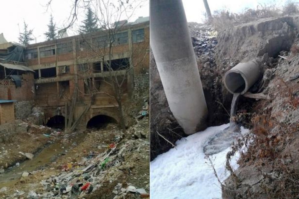 Outfall pipes in Henan (left) and Shaanxi spew sewage into streams. Mainlanders are confronting illegal dumping of waste water. Photos: SCMP