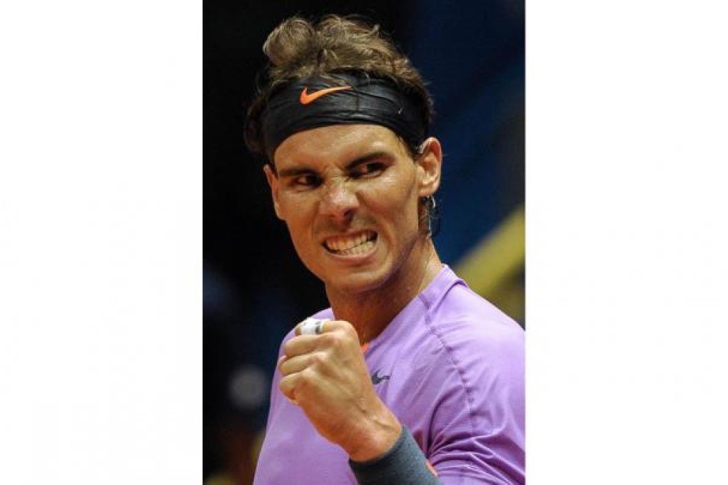 Spanish tennis player Rafael Nadal celebrates his win