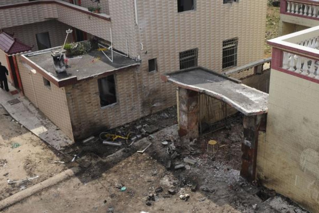 The accident site of the explosion in Litianshang village in Zhanjiang. Photo: Xinhua