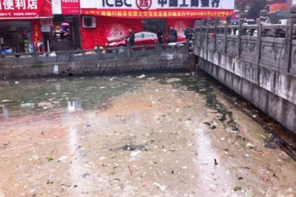 Photo of the polluted river user uploaded on Sina weibo. Photo: SCMP Pictures