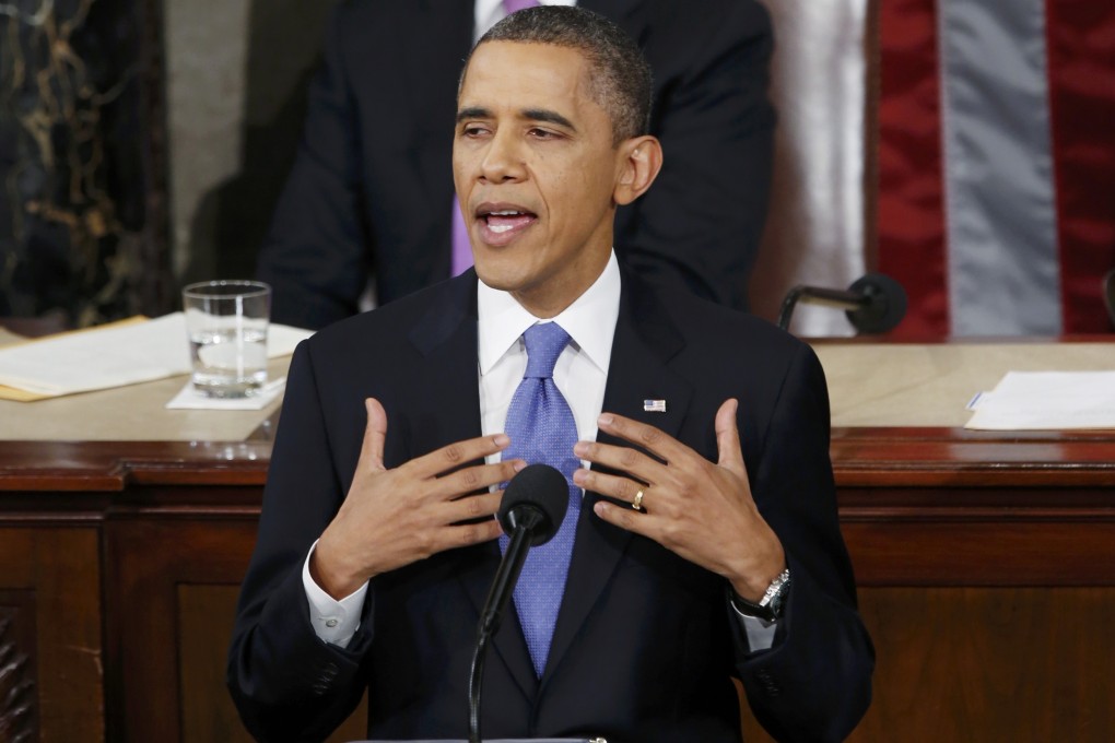 Barack Obama delivers his speech on Capitol Hill, where he called for unity to reignite the US economy. Photo: Reuters