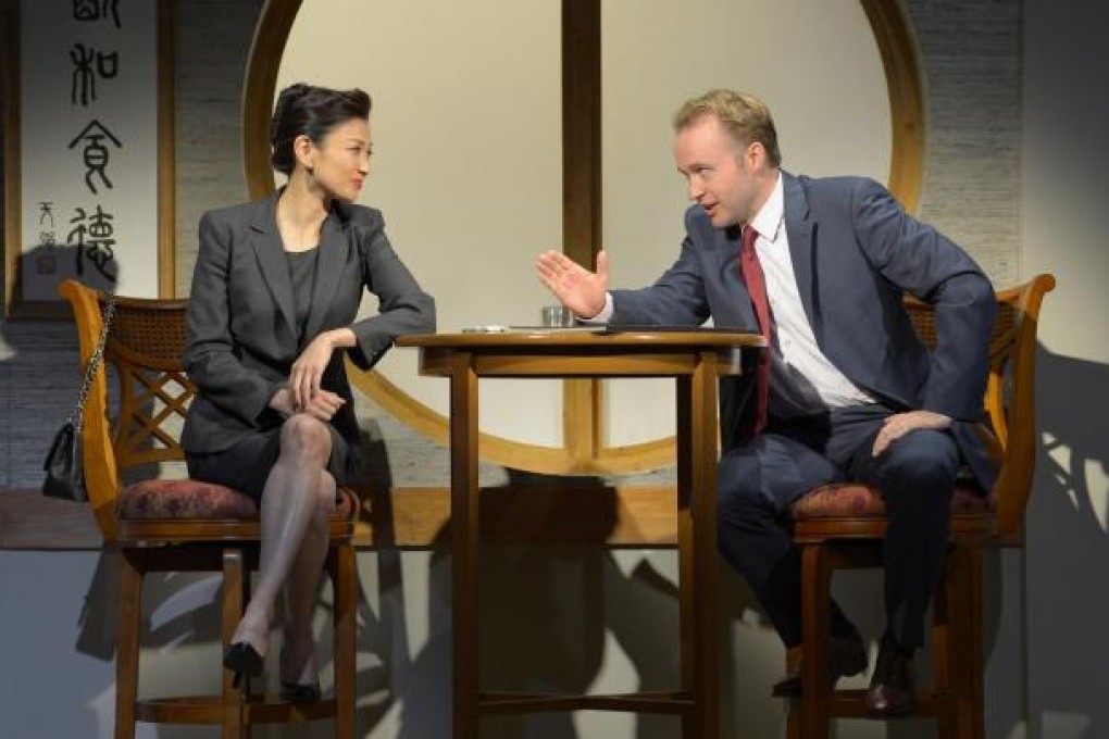 Mainland minister Xi Yan (played by Michelle Krusiec) and American businessman Daniel Cavanaugh. Photo: Berkeley Repertory Theatre/Kevin Berne