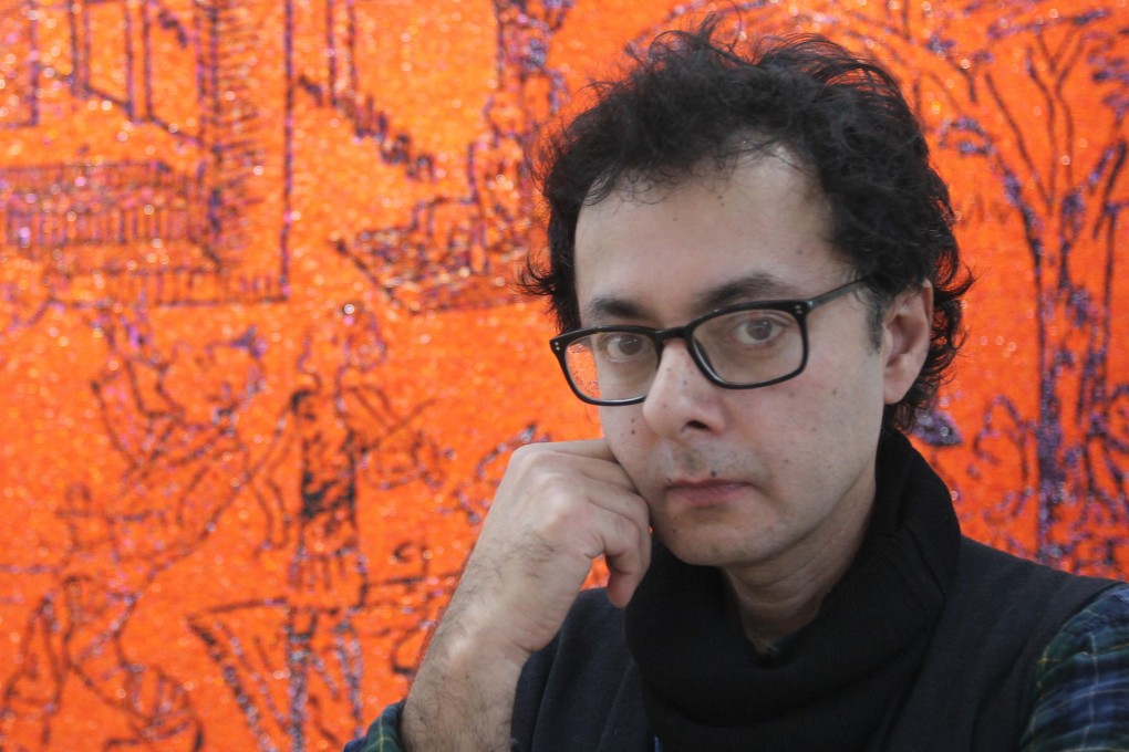 Artist Farhad Moshiri at the Galerie Perrotin in Central.