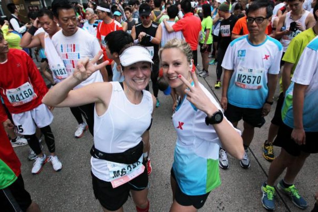 Rachel Jacqueline (above left) and her friend Milly Hall before the race. Photo: Nora Tam