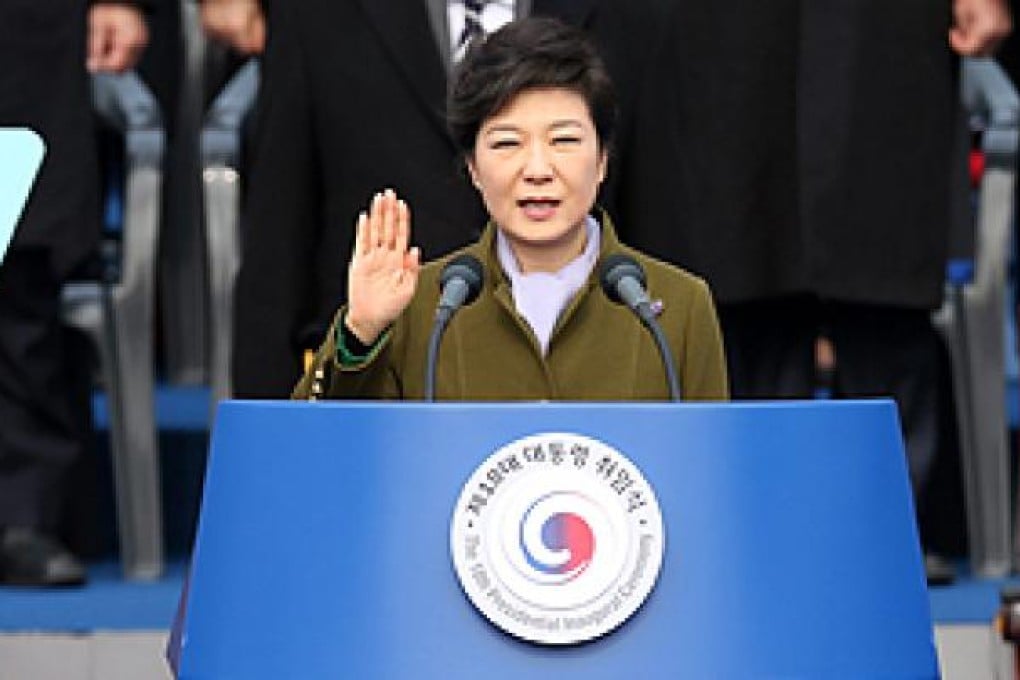 South Korea's first female president, Park Geun-hye, is sworn in. Photo: EPA