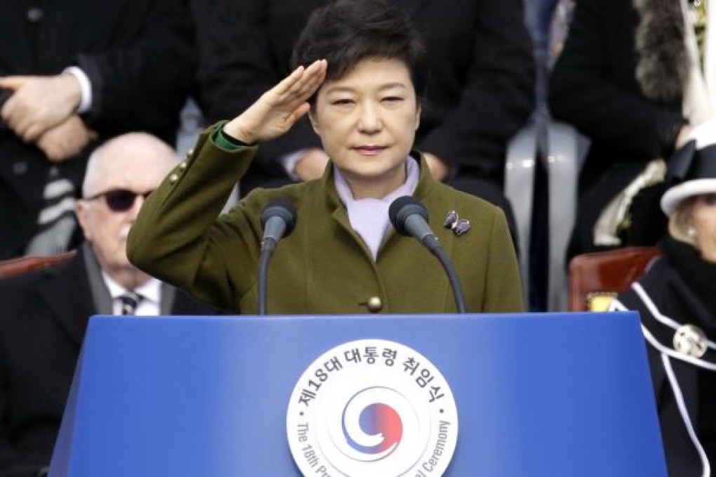 President Park Geun-hye at her inauguration on Monday. Photo: AP