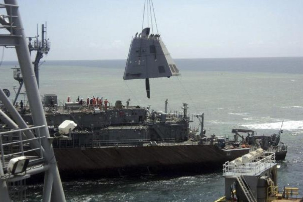 The salvage operation on the USS Guardian. Photo: AFP