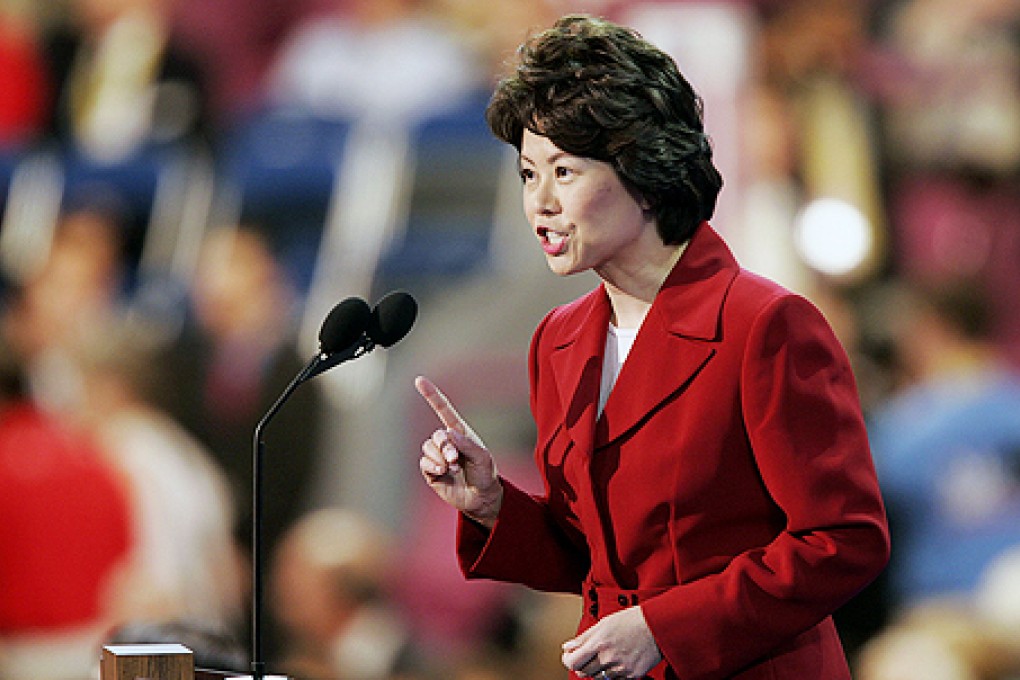 Elaine Chao was labour secretary under former US president George W Bush. Photo: AFP