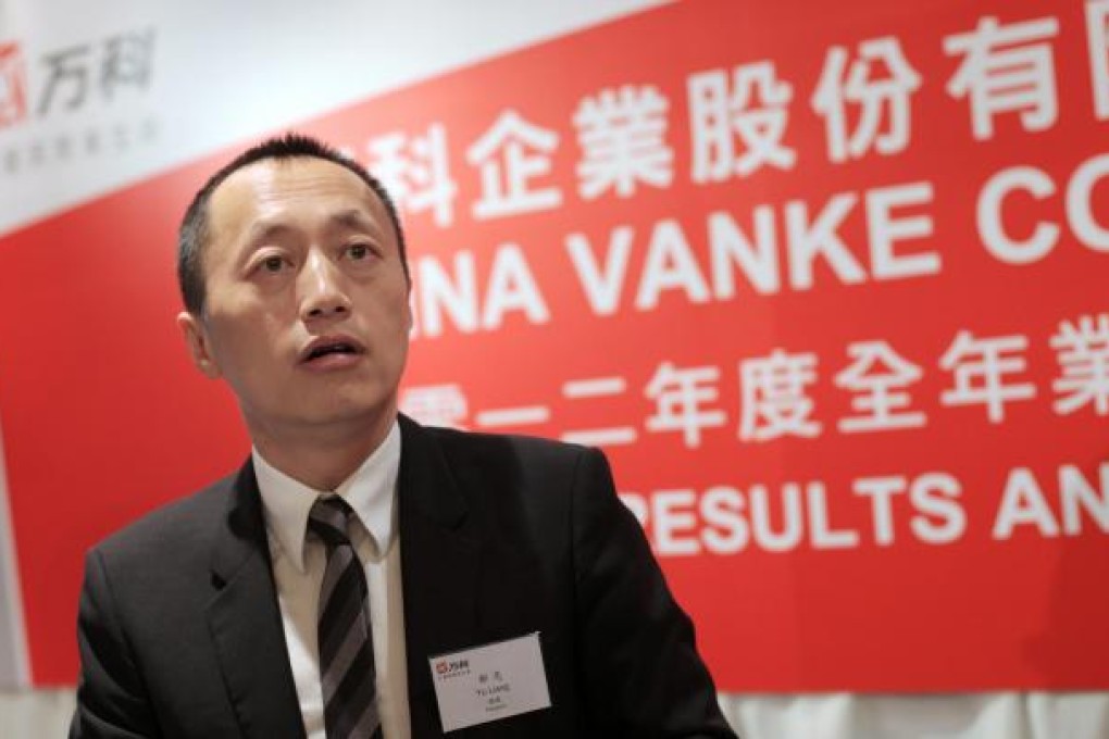 China Vanke's Yu Liang disappointed some share buyers yesterday over the outlook for the company's Hong Kong arm. Photo: Paul Yeung