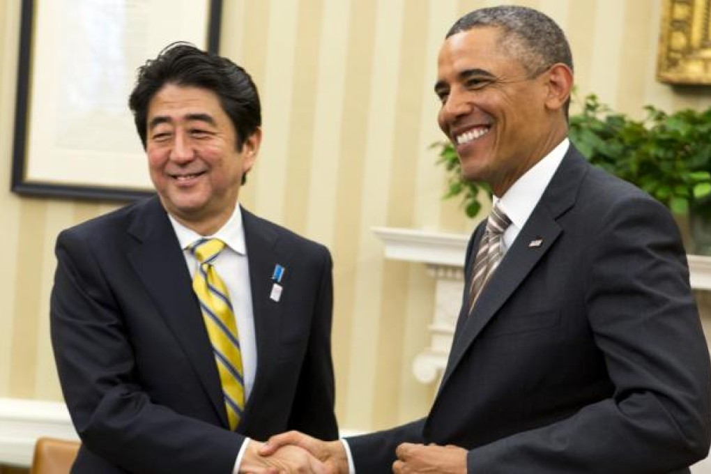 Japanese Prime Minister Shinzo Abe meets with US President Barack Obama. Photo: MCT
