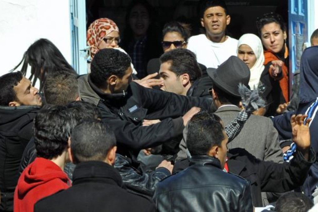 Islamists try to prevent a filming of a Harlem Shake. Photo: AFP