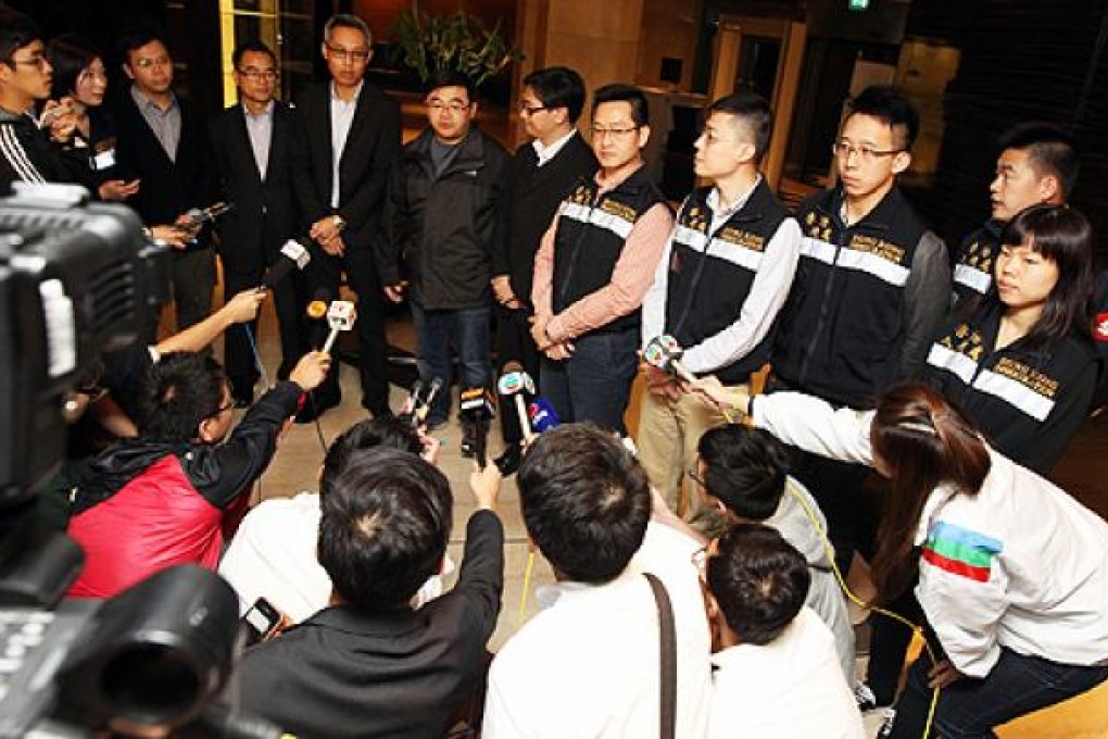 Hong Kong immigration officers talk to the press before travelling to Egypt to assist the families of the victims in the hot-air balloon accident. Photo: Sam Tsang