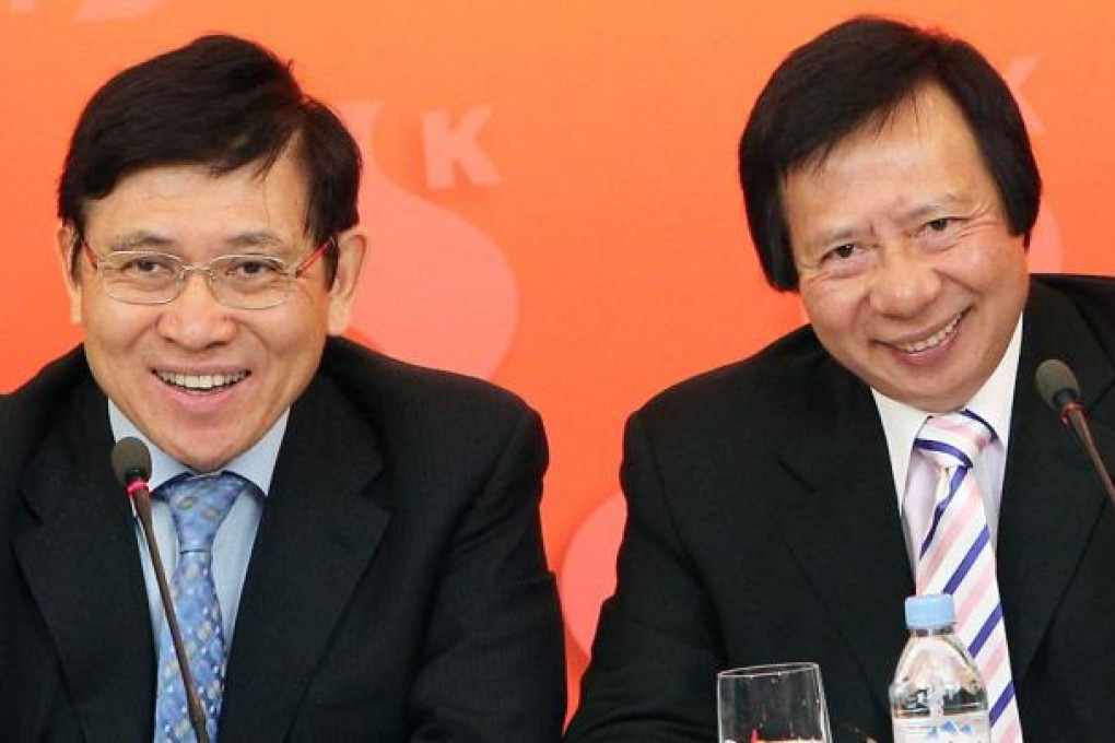 Raymond Kwok and Thomas Kwok at yesterday’s briefing. Photo: Edmond So