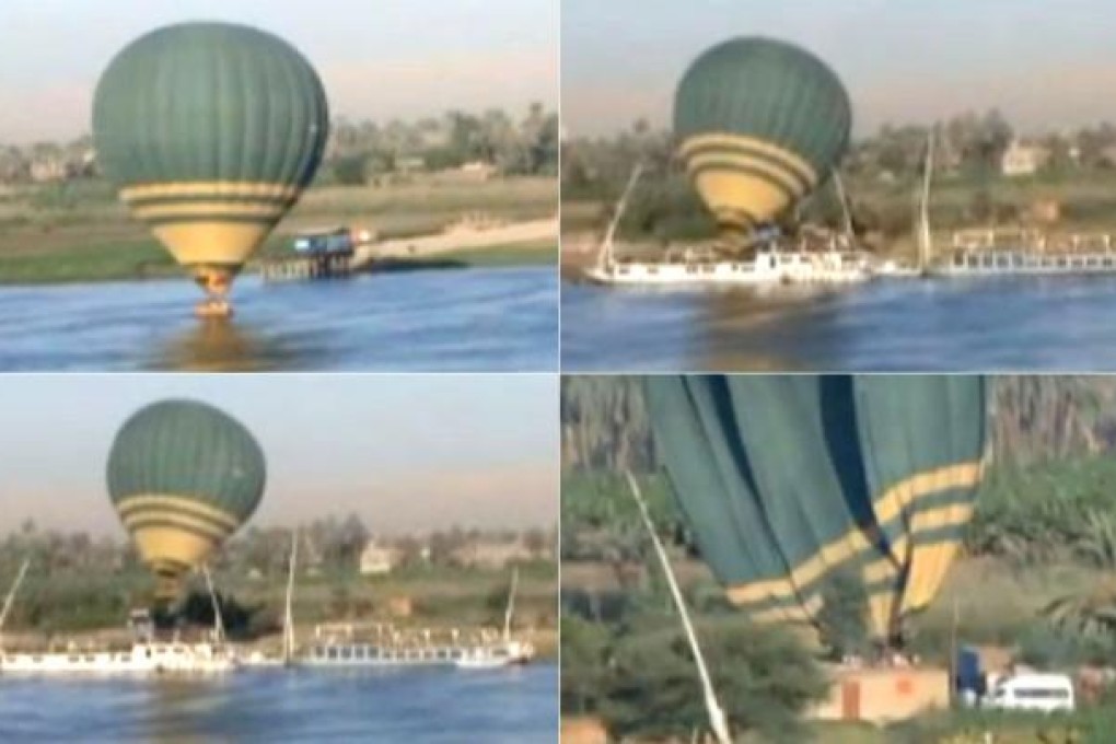 A sequence of pictures taken from a YouTube video of an October, 2011, Sky Cruise balloon crash. The incident was filmed by a tourist from a nearby hotel and it has been claimed the balloon narrowly missed colliding with a ship during the ill-fated flight. Photo: SCMP