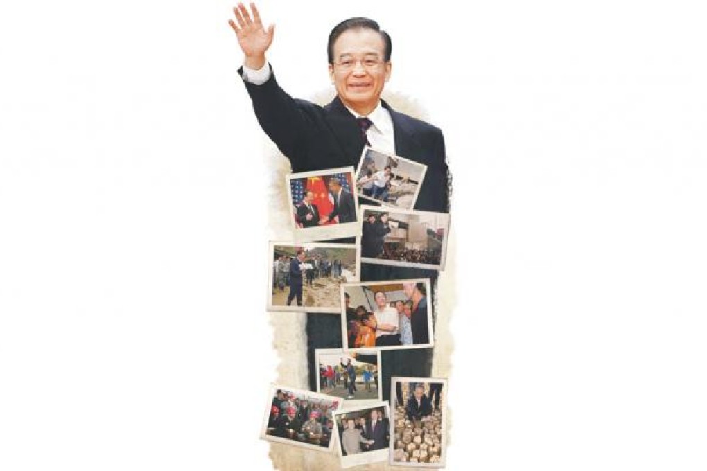 Whether meeting foreign leaders such as Barack Obama or mingling with the masses, Wen Jiabao was keen to show his grass-roots credentials. Photos: Xinhua, AFP, AP; illustration: Sarene Chan