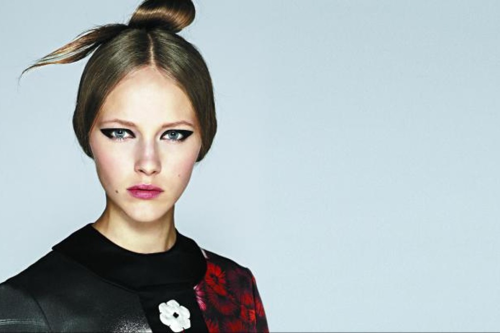 Silk dress (HK$37,150) from Prada, Alexandra House, Central. Magic Kajal Eye Pencil and Noir Couture Mascara, both by Givenchy.