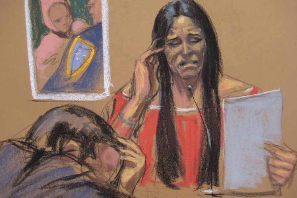 A sketch of Kathleen Mangan testifying in the trial of her husband Gilberto Valle. Photo: Reuters