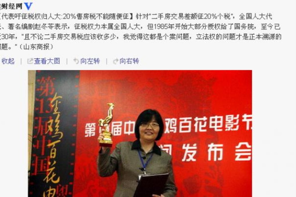 Zhao Dongling has won widespread support on Weibo, China's twitter-like service. Photo: Weibo/SCMP pictures