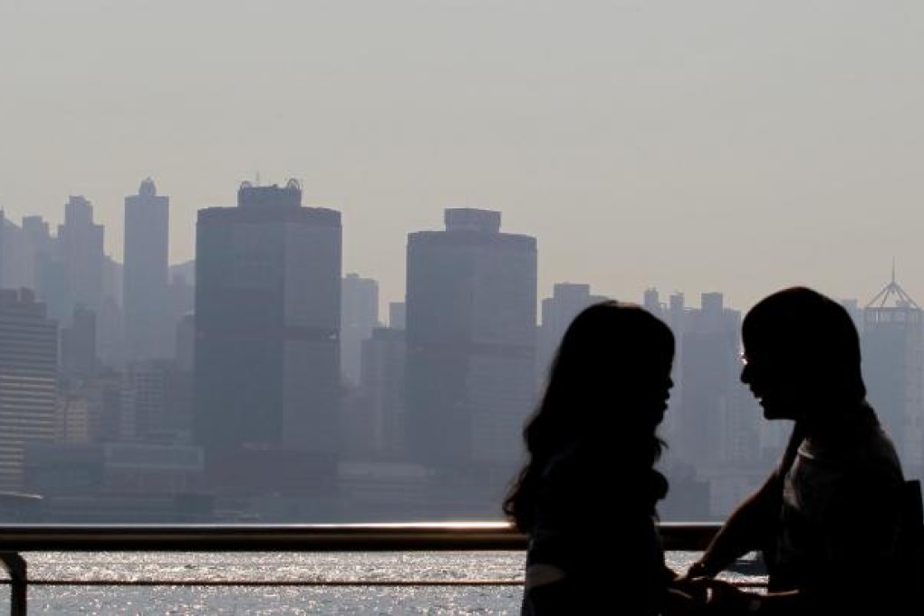 The haze yesterday, as the air pollution index soared to over 200 in Causeway Bay. Photo: Felix Wong
