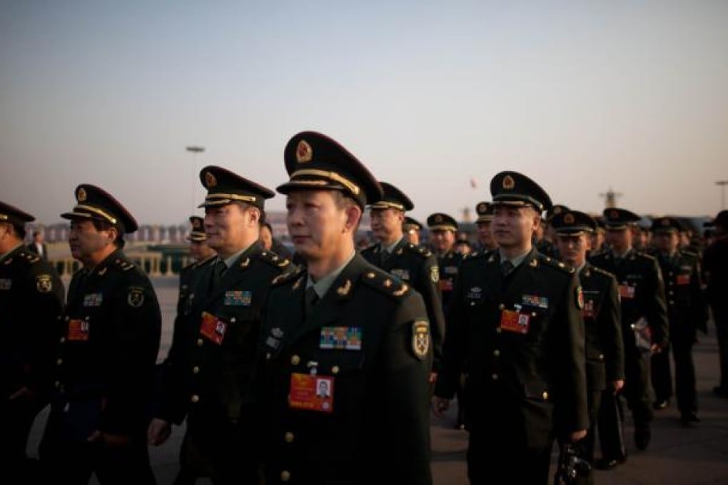 Delegates from the People's Liberation Army (PLA) on Tiananmen Square. Photo: AFP