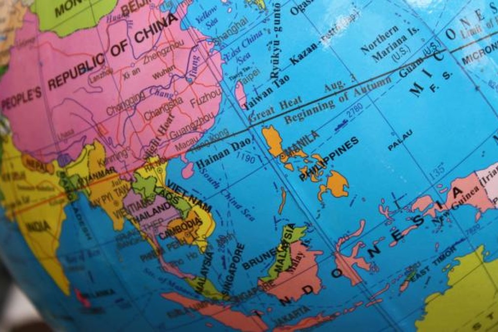 A Chinese-made globe depicting the nine-dash line, which is disputed by the Philippines, on sale in Manila. Photo: Alan Robles