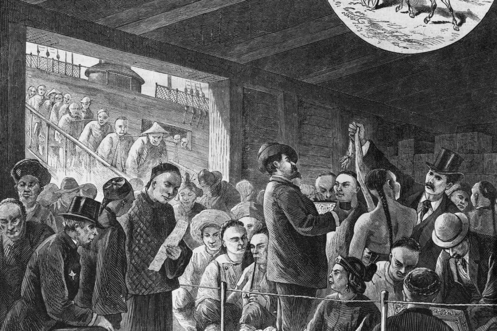American customs officials inspect Chinese migrants as they disembark from their ship in San Francisco in 1877.Photo: Bettmann/Corbis