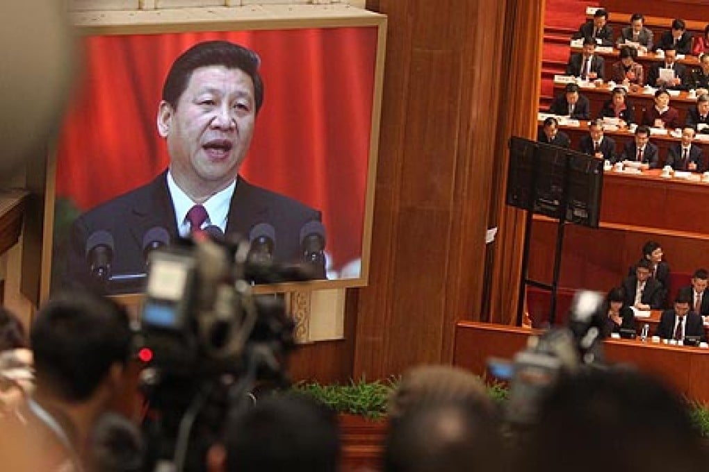 President Xi Jinping speaks at the closing session of the parliamentary session. Photo: Simon Song