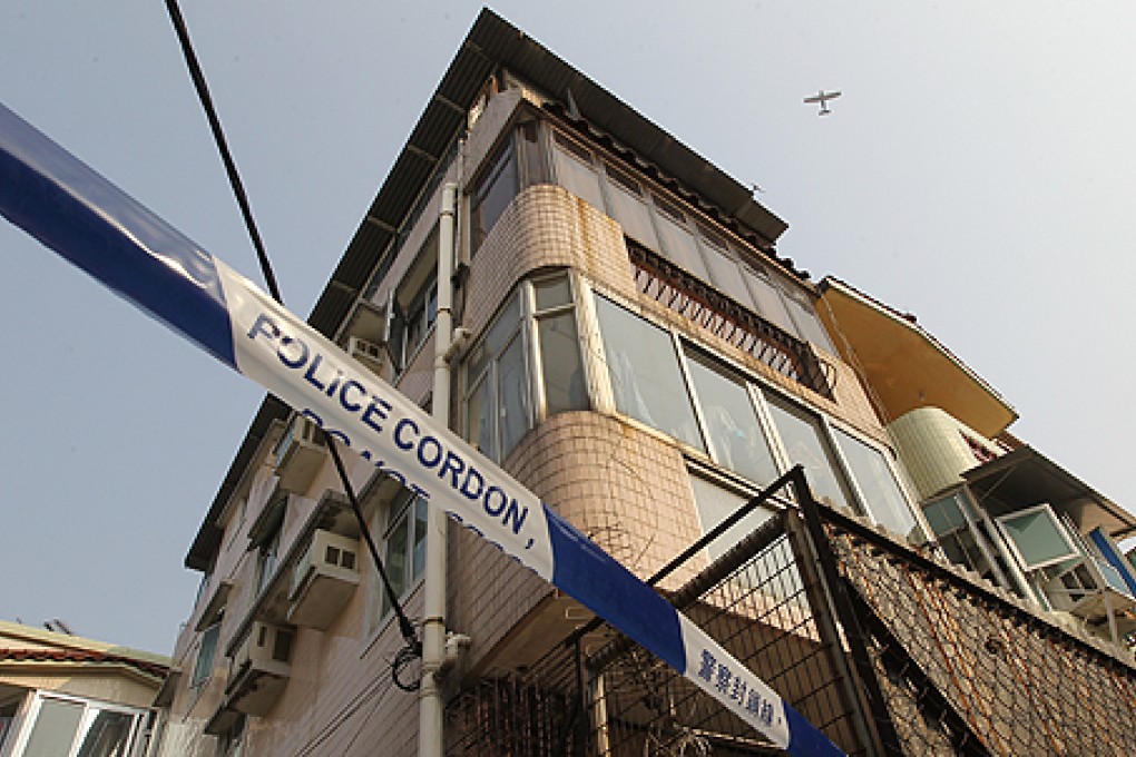 Fok Lai-chi and his wife were attacked in a second-floor unit in Pat Heung, Yuen Long. Photo: Edward Wong
