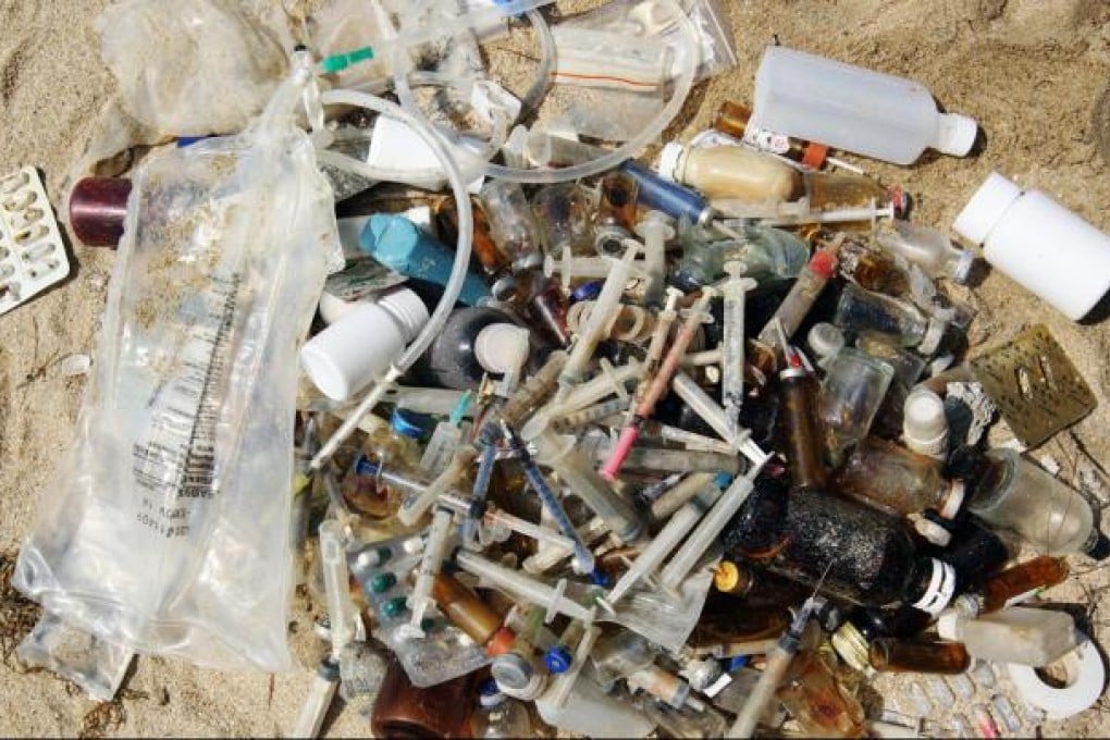 Medical waste on a beach in Discovery Bay. Photo: Dickson Lee