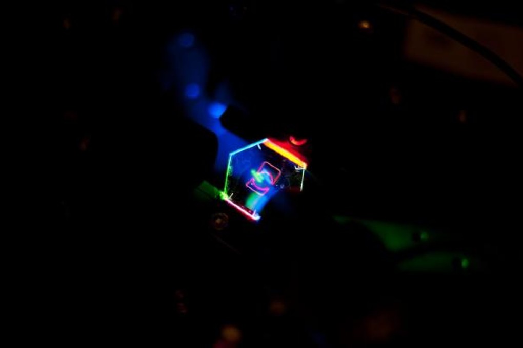 A 3-D image of an Hewlett Packard logo. Photo: AFP