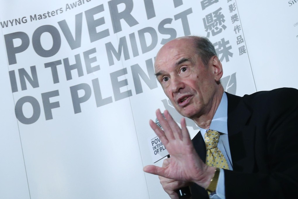 Leo Goodstadt, who used to lead an official think tank, speaks on poverty - the subject of his upcoming book. Photo: K. Y. Cheng