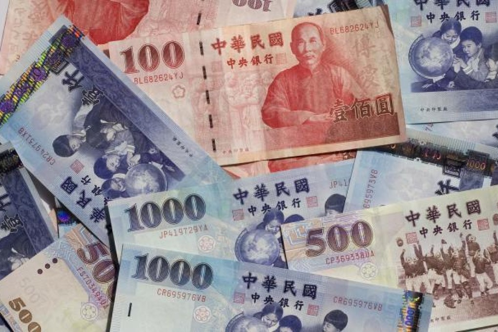 After gaining about 20 per cent from its 2009 low through last year, Taiwan's currency has shed 2.2 per cent this year. Photo: Bloomberg