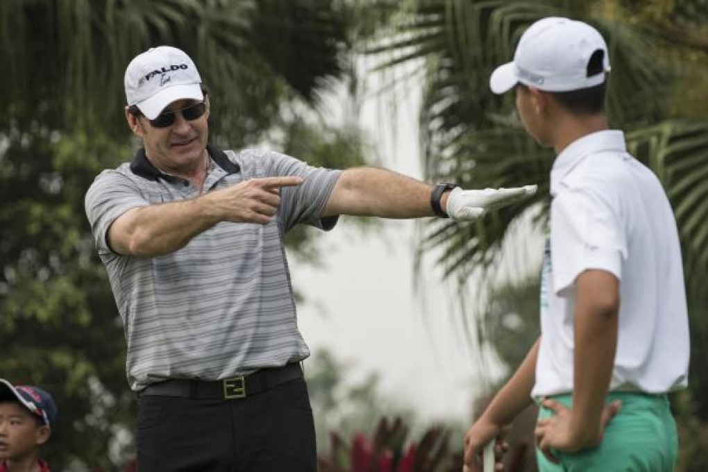 Three-times Masters champion Nick Faldo spent time at the Faldo Series Asia Grand Final imparting advice to Guan Tianlang. Photos: Andy Jones