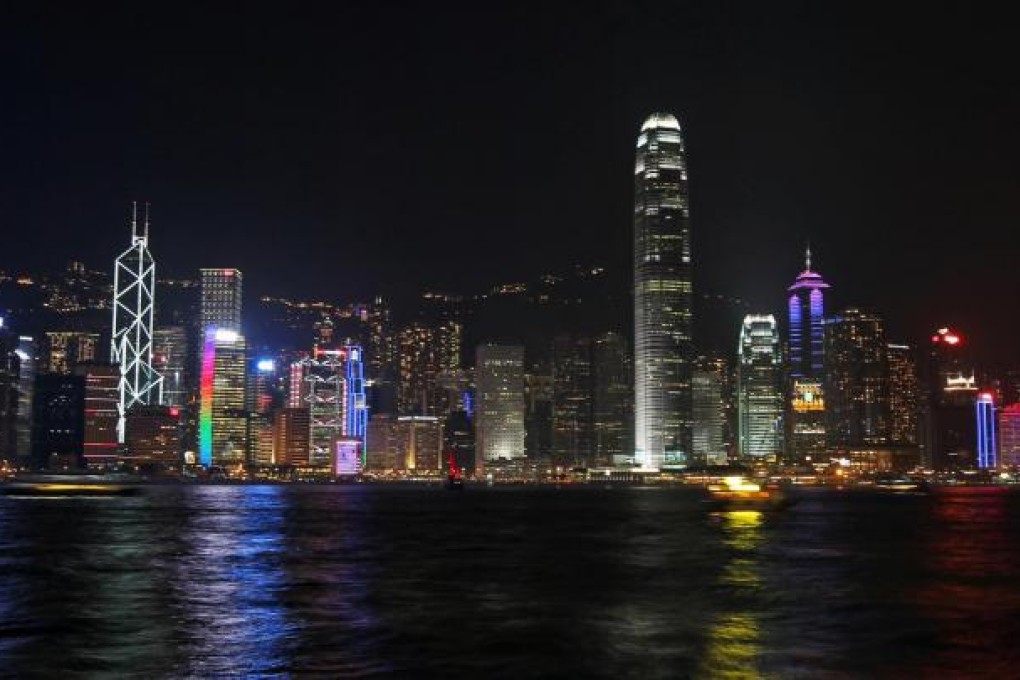 Hong Kong Island seen from Tsim Sha Tsui before city lights were turned off. Photo: David Wong