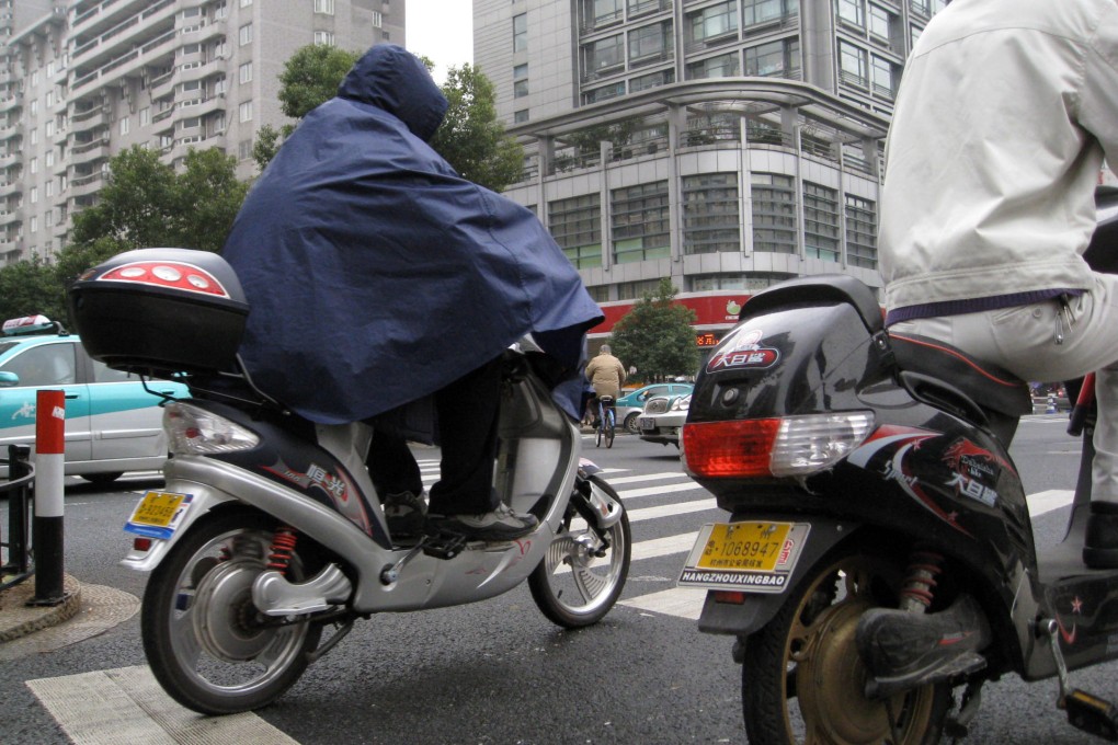 An electric bike on a road in Hangzhou. Photo: NYT
