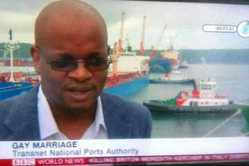 Rufus Lekala is labelled "Gay Marriage" in a BBC interview