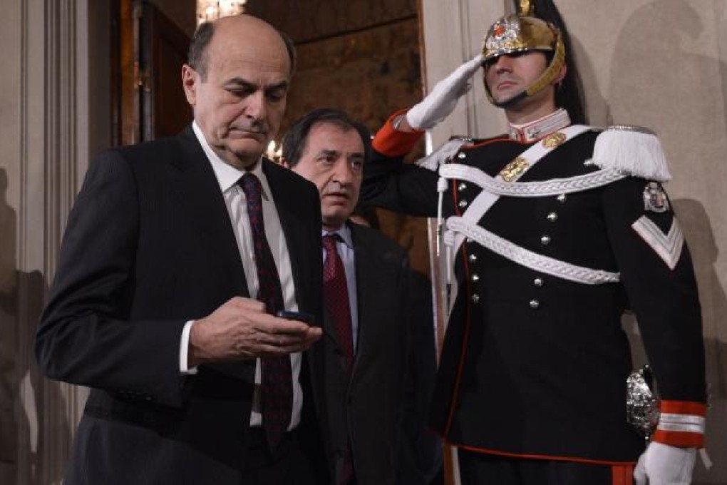 Centre-left leader Pier Luigi Bersani snubbed Silvio Berlusconi's group. Photo: Xinhua