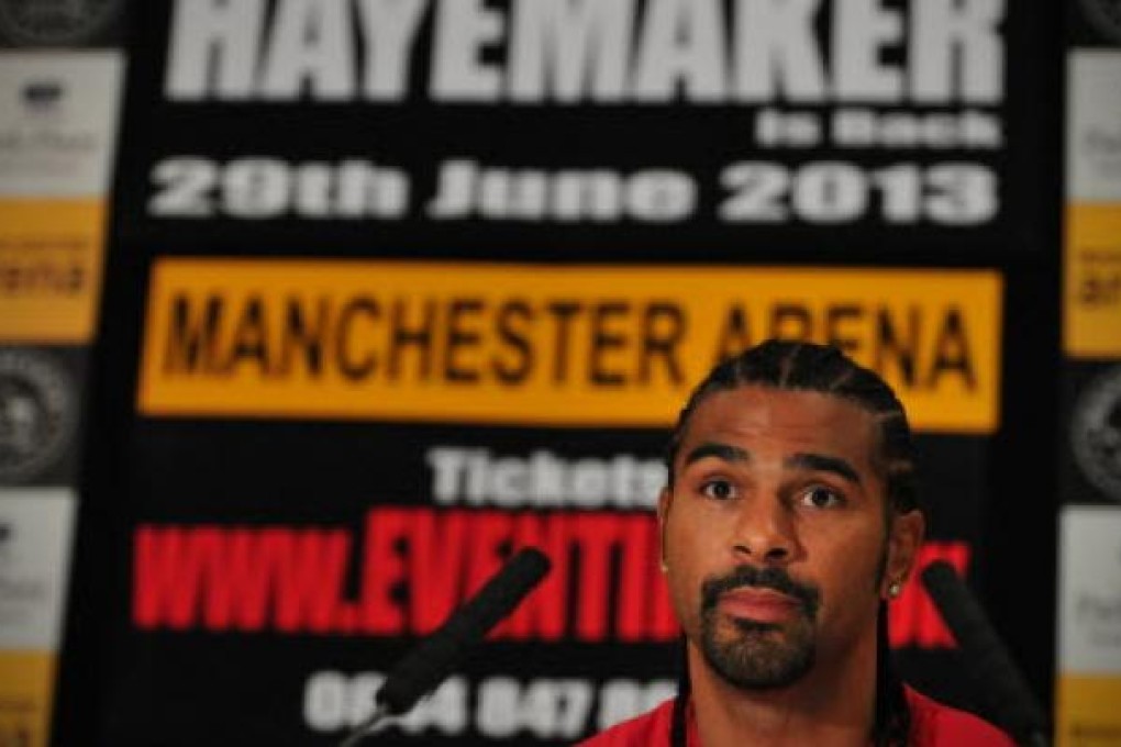 British former WBA heavyweight boxing champion David Haye. Photo: AFP