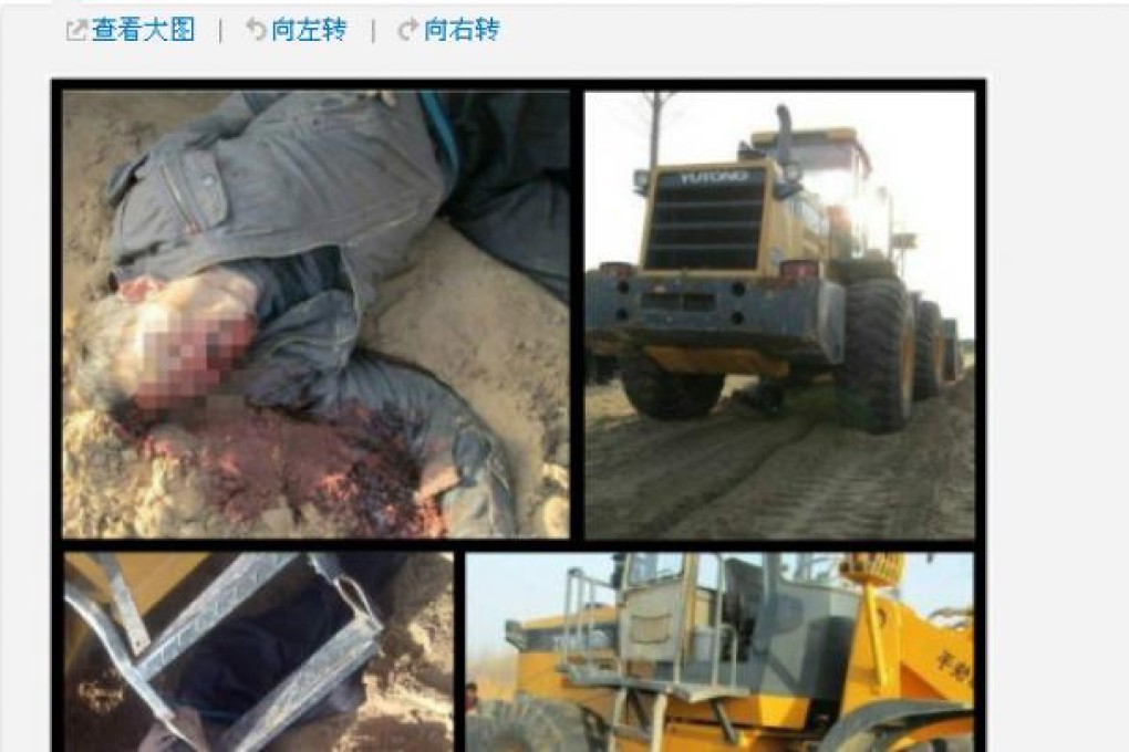 Song Heyi was crushed to death while protesting a land grab in Henan, March 27, 2013. (Photo: SCMP)