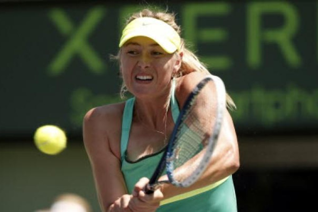 Maria Sharapova of Russia hits a backhand during her semi-final victory over Jankovic of Serbia at the Sony Open tennis tournament in Key Biscayne. Photo: Reuters