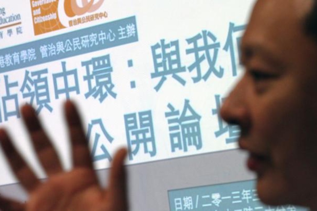 Benny Tai Yiu-ting, associate professor of law at the University of Hong Kong, speaks at a forum on the "Occupy Central" movement on March 28, 2013. Photo: SCMP/Felix Wong