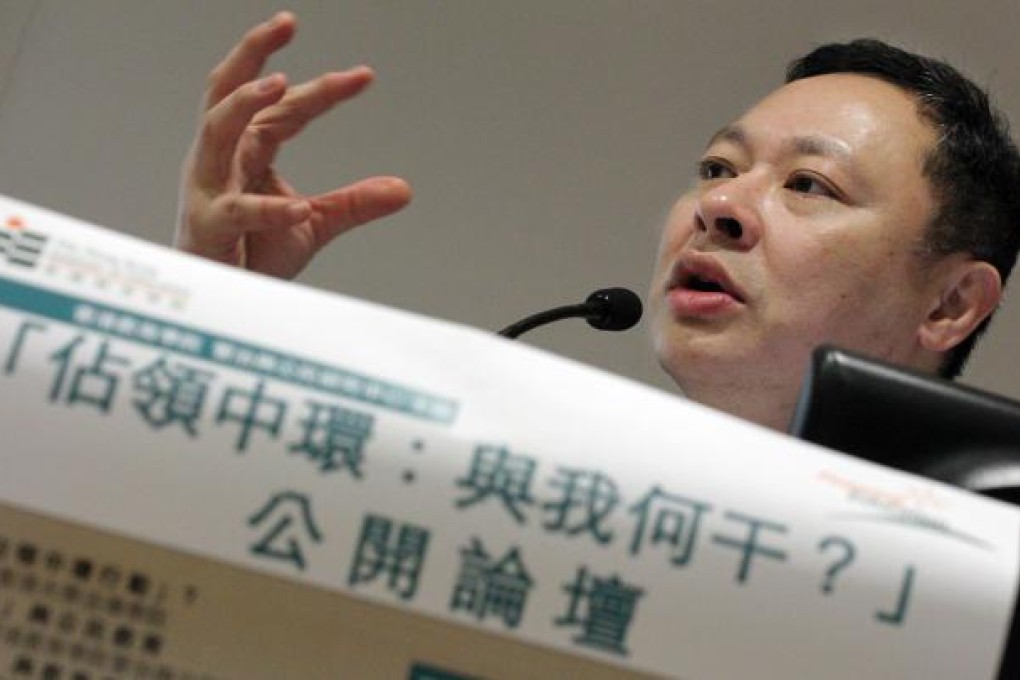 Benny Tai Yiu-ting, associate professor of law at the University of Hong Kong, speaks at an forum on the Occupy Central movement on March 28. Photo: SCMP/Felix Wong