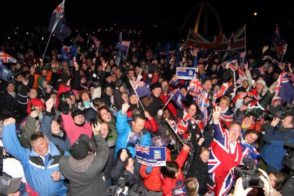 Post-referendum celebrations on the Falklands. Photo: AFP