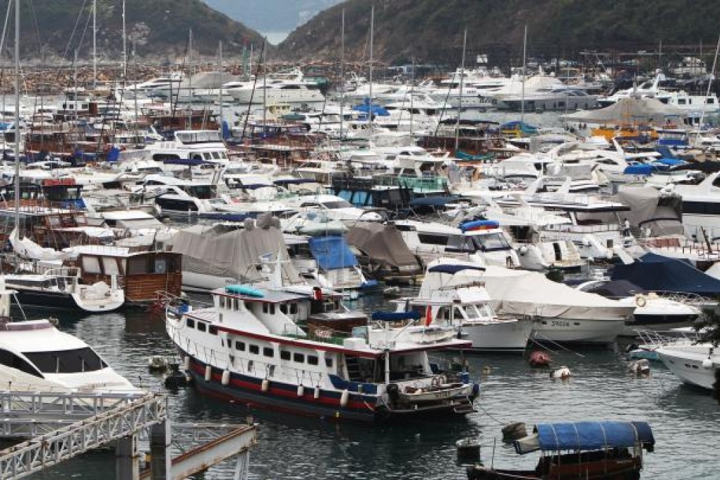 Vessels moored at Shum Wan Typhoon Shelter, where owners have been given two weeks to move oversized boats. Photo: Jonathan Wong