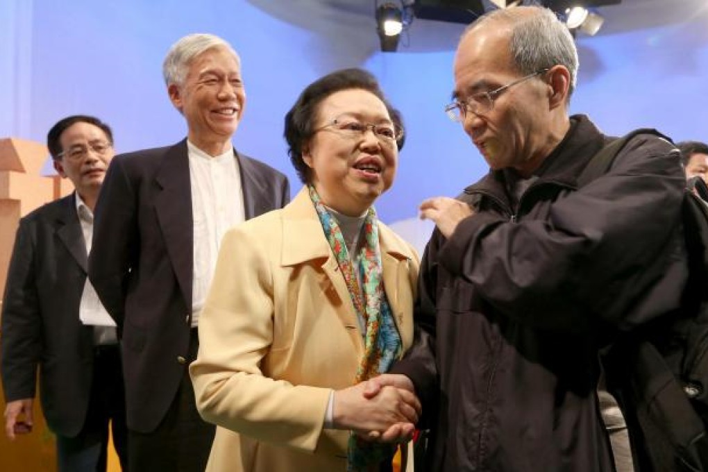 Maria Tam (centre) on City Forum yesterday. She says Beijing may need to make the final decision on universal suffrage. Photo: SCMP