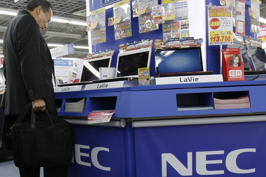 NEC and many of its domestic Japanese rivals have been losing market share in the mobile phone, PC and TV businesses, as they face stiff competition from rival low-cost manufacturers in China. Photo: AP