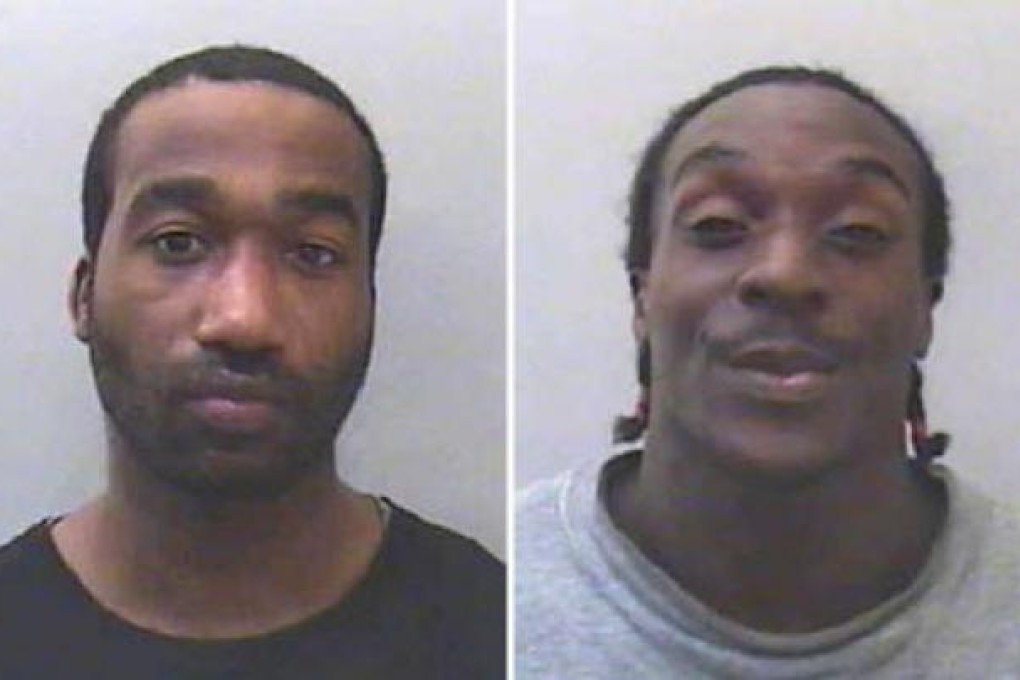 Photographs of British men Kevin Liverpool (left) and Junior Bradshaw (right) who were found guilty of conspiracy to rob and murder British singer Joss Stone. Photo: AFP
