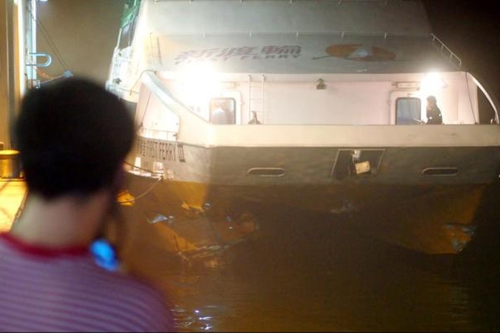 The damaged ferry at Cheung Chau pier. Photo: Martin Williams